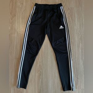 men’s adidas training classic black & white striped pants - small